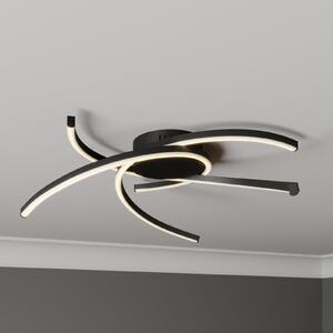 Lindby Katris LED осветление за таван, 58 cm, черно, Затъмняване, Черен, Дневна/трапезария, Метал, Модерен