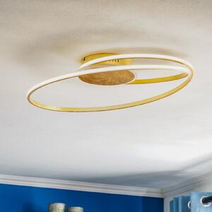 Lindby LED осветление за таван Dorle, Ø 60 cm, златисто, алуминий, Затъмняване, Злато / месинг, Дневна/трапезария, Метал, Модерен