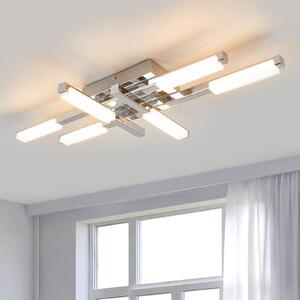 Lindby LED лампа за таван Patrik, 62 cm, 6 светлини, хром, IP44, Металик, Баня, Метал, Модерен