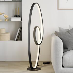 Lucande LED подова лампа Bronwyn, 122cm, антрацит, алуминий, Затъмняване, Черен, Дневна/трапезария, Метал, Модерен