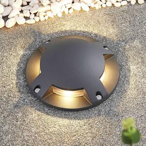 Lindby LED подов прожектор Cormac, 4 светлини, Ø 21 cm, IP67, Черен, Алуминий, Модерен