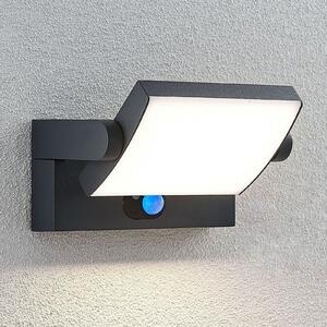 Lindby LED слънчева стенна лампа Sherin, антрацит, със сензор, IP54, Черен, Алуминий, Модерен