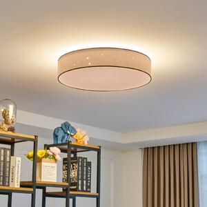 Lindby LED лампа за таван Ellamina, Ø 60 cm, бяла, текстил, Затъмняване, Бял, Дневна/трапезария, Плат / текстил, Модерен