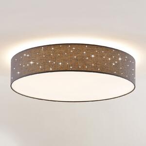 Lindby LED лампа за таван Ellamina, Ø 60 cm, антрацит, текстил, Затъмняване, Черен, Дневна/трапезария, Плат / текстил, Модерен