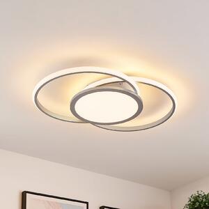 Lucande LED лампа за таван Senne, 63 cm, сребро, алуминий, Затъмняване, Сив, Кухня, Метал, Модерен