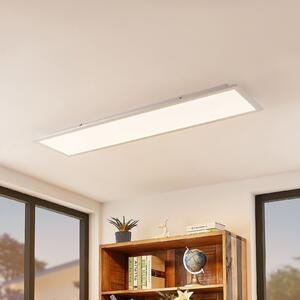 Lindby Smart LED таванен панел Kjetil 120 x 30 cm Tuya RGB CCT, Затъмняване, Сив, кабинет / офис, Пластмаса, Модерен