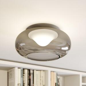 Lucande LED лампа за таван Mijo, Ø 43 cm, димно сиво, стъкло, Сив, спалня, Стъкло, Модерен