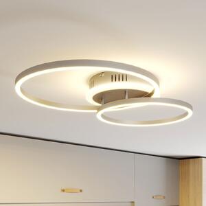 Lindby Smart LED таванна лампа Edica, 58 см, Tuya, CCT, Затъмняване, Сив, Дневна/трапезария, Метал, Модерен