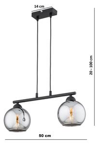 Brilagi - Полилей на кабел DIOR 2xE27/60W/230V черно/димно сиво