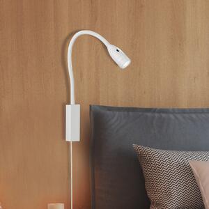 FISCHER & HONSEL LED стенна лампа Sten, бяла, височина 61 cm, управление с жестове, Затъмняване, Бял, спалня, Метал, Модерен
