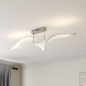 Lucande LED лампа за таван Edano, 122 cm, бяла, текстилна, с възможност за, Затъмняване, Бял, Дневна/трапезария, Плат / текстил, Модерен