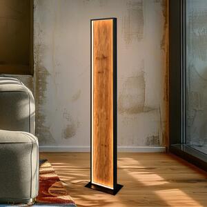 Trio Lighting LED стояща лампа Kalea, височина 120 cm, цвят на дърво, Затъмняване, Дърво, Дневна/трапезария, Дървесина