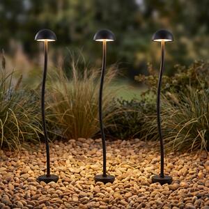 Lindby LED лампа за забиване в земята „Soremi“, черна, комплект от 3 броя, IP44, Черен, Алуминий, Модерен