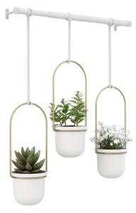 UMBRA Комплект от 3 бр висящи саксии / кашпи “TRIFLORA“- цвят бял/месинг