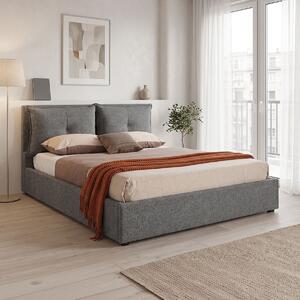 Рамка за двойно легло с място за съхранение Dorma, тъмно сиво, 223x172x95 см