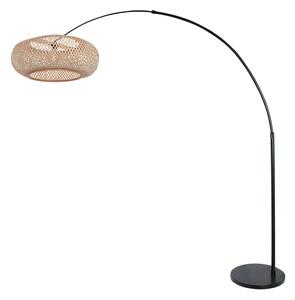 Steinhauer Дъгова подова лампа Sparkled Light черна/букова, Черен, Дневна/трапезария, Метал, Скандинавски