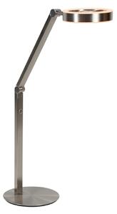 Steinhauer LED настолна лампа Ringlux, стоманеноцветна, метал, 2700 K, димер, Затъмняване, Металик, Дневна/трапезария, Метал, Модерен, Маса бюро