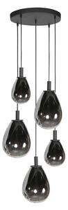 Mexlite LED висяща лампа Glimsy, Ø 40 cm черно/пушено сиво стъкло 5-fl., Затъмняване, Сив, Дневна/трапезария, Стъкло