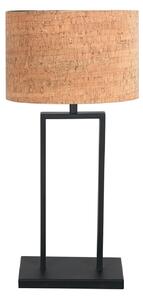 Steinhauer Настолна лампа Stang 4364ZW, черна/кафява като корк, височина 55 см, Черен, Дневна/трапезария, Метал, Модерен