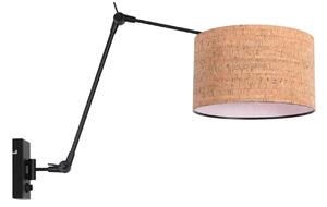 Steinhauer Стенна лампа Prestige Chic черно/кафяво, изпъкване 90 cm, корк, Затъмняване, Черен, Дневна/трапезария, Метал