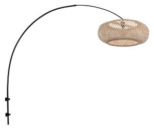 Steinhauer Стенна лампа Sparkled Light 4404ZW, черно/естествен бамбук, E27, Черен, Дневна/трапезария, Метал