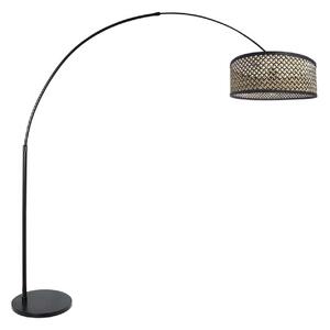 Steinhauer Лампа „Sparkled Light“ с извита форма, черна/плетена в черно и дърво, Черен, Дневна/трапезария, Метал