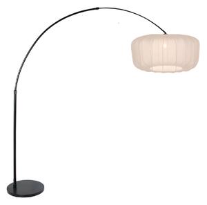Steinhauer Светило с извита стойка Sparkled Light, черно/крем от найлон, 240 см, Черен, Дневна/трапезария, Метал, Модерен