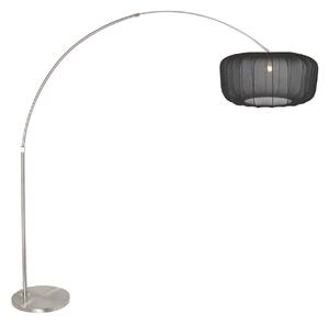 Steinhauer Светило с извита стойка Sparkled Light, стомана/черен найлон, 240 см, Металик, Дневна/трапезария, Метал, Модерен