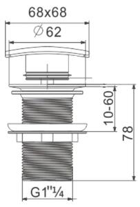Mexen Щракващ квадратен сифон, златен - 79916-50