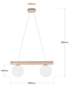 Полилей на кабел WOODSTOCK 2xE27/15W/230V дърво/кремав