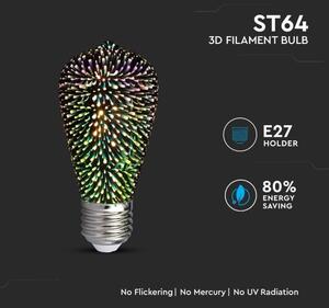 LED 3D Декоративна крушка FILAMENT ST64 E27/3W/230V 3000K