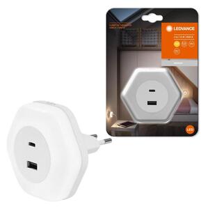 Ledvance - LED Лампа за ориентация за контакт с USB LUNETTA LED/15W/230V