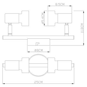 Globo 57917-2N - Спот MASON 2xGU10/25W/230V черен/сребрист