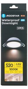 Aigostar-К-кт 3x LED Екстериорна лампа за вграждане LED/4,8W/230V 3000K IP65 черен