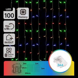 Aigostar - LED Екстериорни Коледни лампички 100xLED/8 функции 3xAA 4x1 м IP44 многоцветен