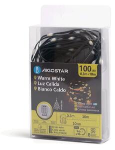 Aigostar LED външен коледен гирлянд 100 LED, 8 функции, 10,3 м, IP44, топло бяло