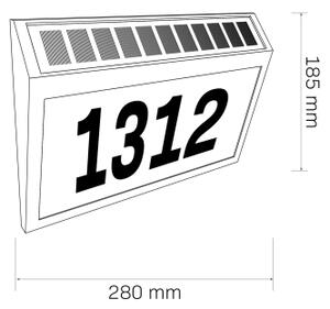 LED соларен номер NUMERO LED/3,7V 6000K 1200 mAh IP44 черен
