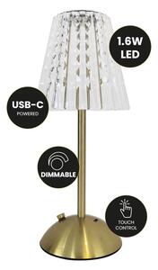 LED регулируема докосваема настолна лампа ELBA LED/1,6W/800 mAh златна/прозрачна