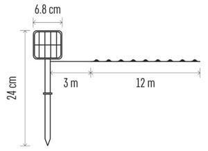 LED соларен гирлянд LED/2,4W/1,2V 1xAA 15 м IP44 3000K 600 mAh
