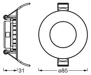 Osram - SLIM вградено таванно LED осветително тяло 4,5W/230V 6500K