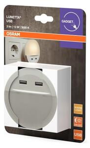 Osram - LED нощна лампа за контакт със сензор LUNETTA 2xUSB LED/13W/230V
