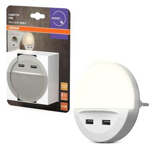 Osram - LED нощна лампа за контакт със сензор LUNETTA 2xUSB LED/13W/230V
