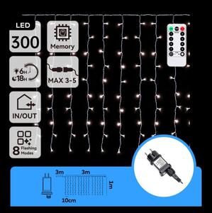 Aigostar - LED външна коледна гирлянда 300xLED/6W/230V/8 режима 3x1m IP44 студено бяло+ДУ