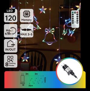 Aigostar - Коледна LED верига RGBY за външна употреба 120xLED/6W/230V/8 функции 3x0,6m IP44 + дистанционно управление