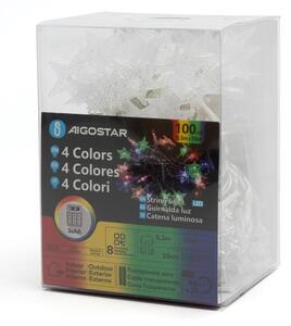 Aigostar - LED RGBY външна коледна гирлянда 100xLED/8 функции 3xAA 10m IP44 звезди