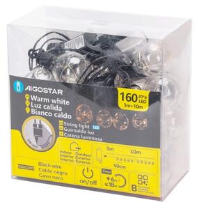 Aigostar - LED външна декоративна гирлянда 160xLED/3,6W/230V 10m IP44 топло бяло