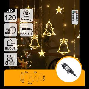 Aigostar - LED външна коледна гирлянда 120xLED/6W/230V/8 функции 3x0,6m IP44 топла бяла светлина + дистанционно управление