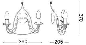 Ideal Lux - Стенно осветително тяло CORTE 2xE14/40W/230V, медно