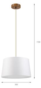 Полилей на кабел AIDA, 1xE27/60W/230V, Ø 35 cm, дъб/кафяв/бял