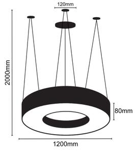 LED Пендел LED/60W/230V 4000K Ø 120 см черен